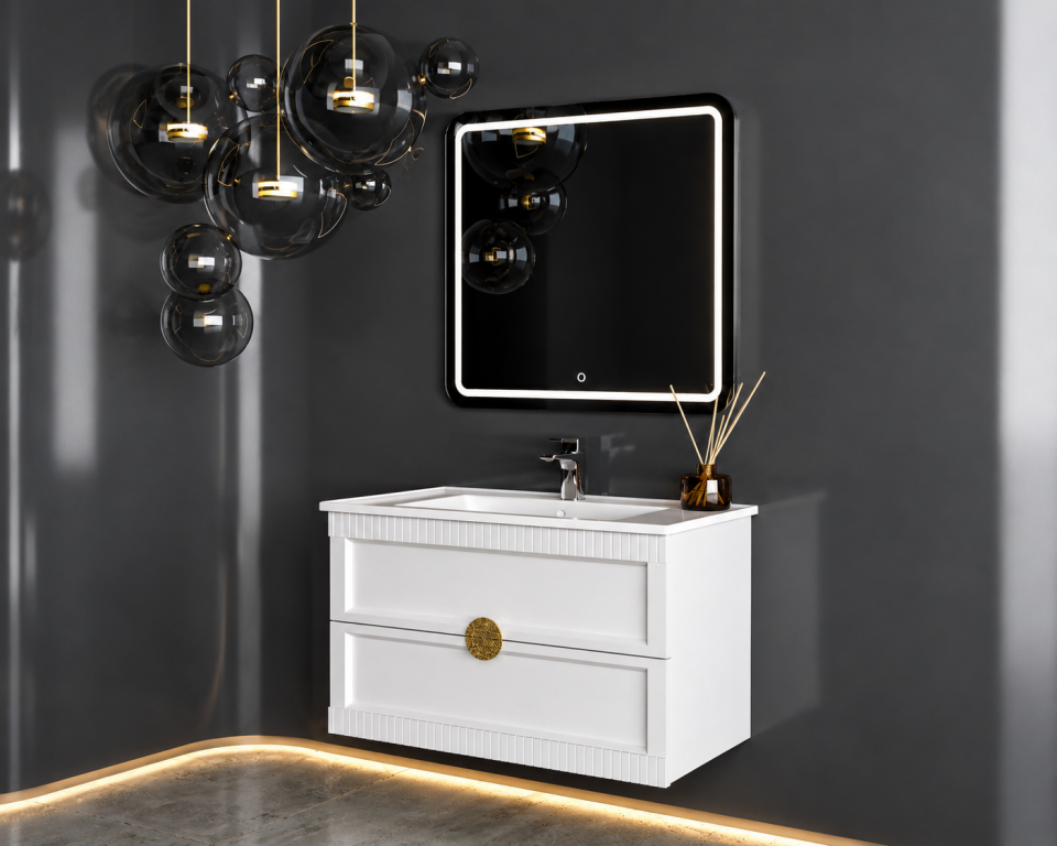 Oya 80 Cm Membran Banyo Dolabı Takımı