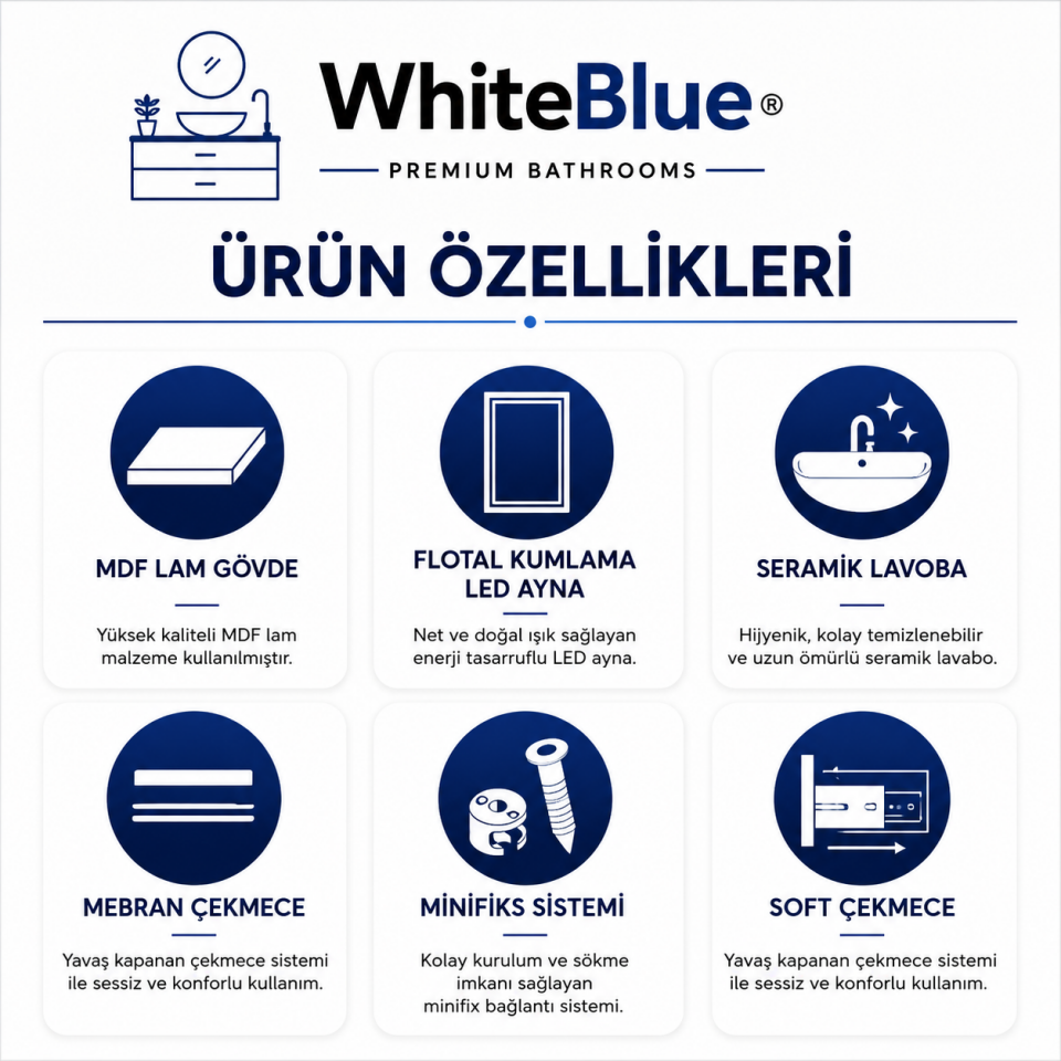 Katre 80 Lake Banyo Dolabı Takımı
