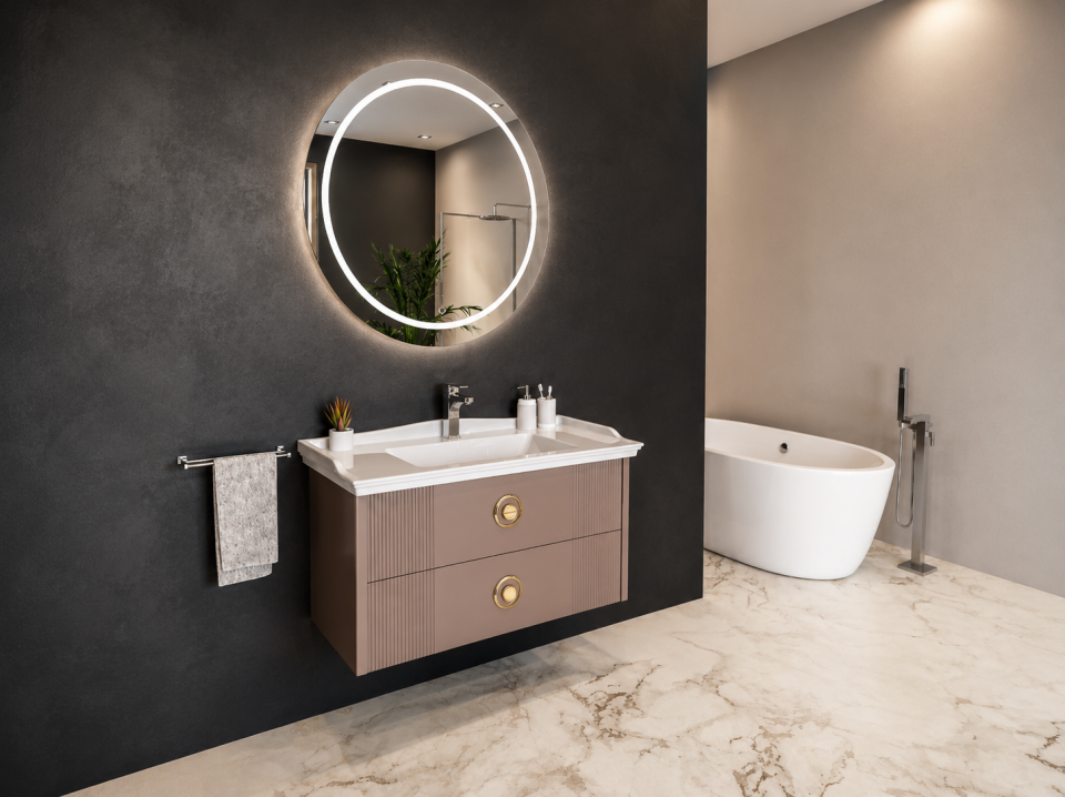 Lale 100 Cm Lake Banyo Dolabı Takımı