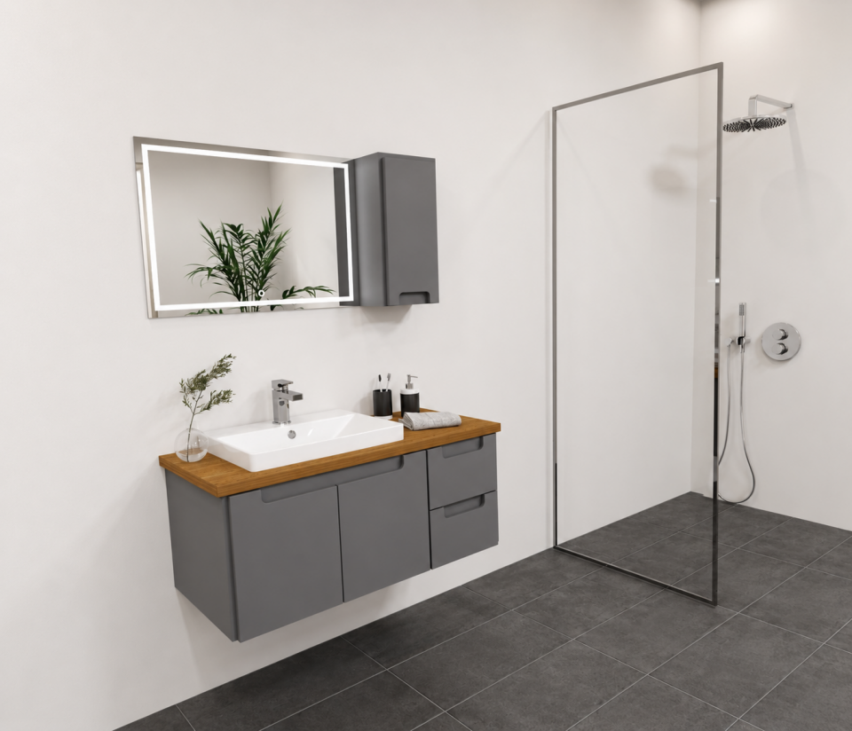 Güneş 100 Cm Lake Banyo Dolabı Takımı