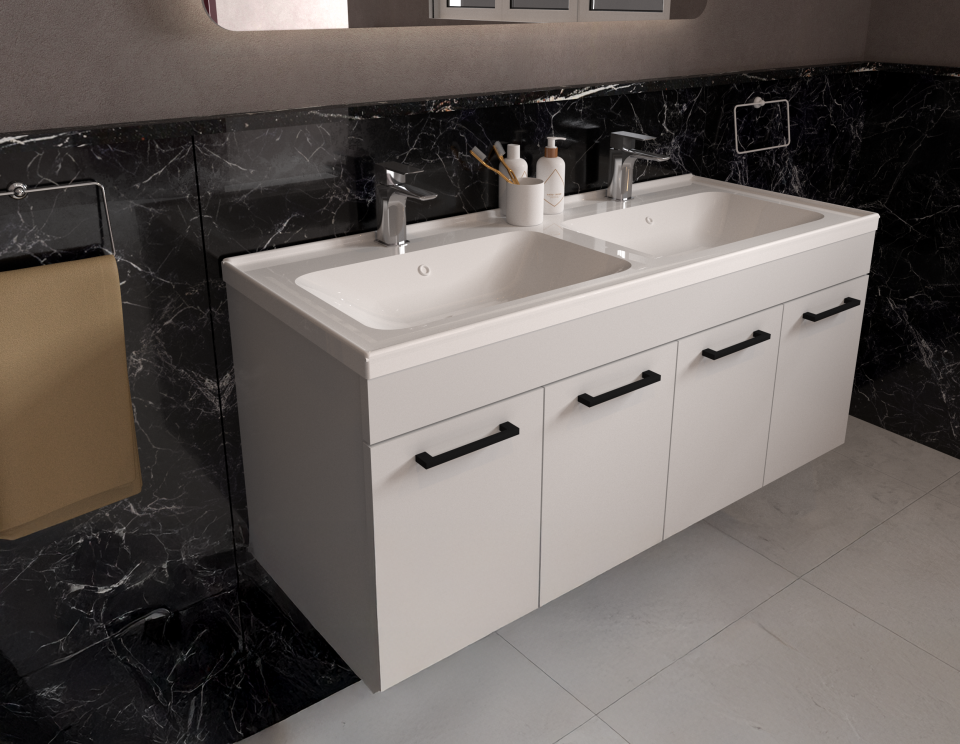Viena 120 Cm Lake Banyo Dolabı Takımı