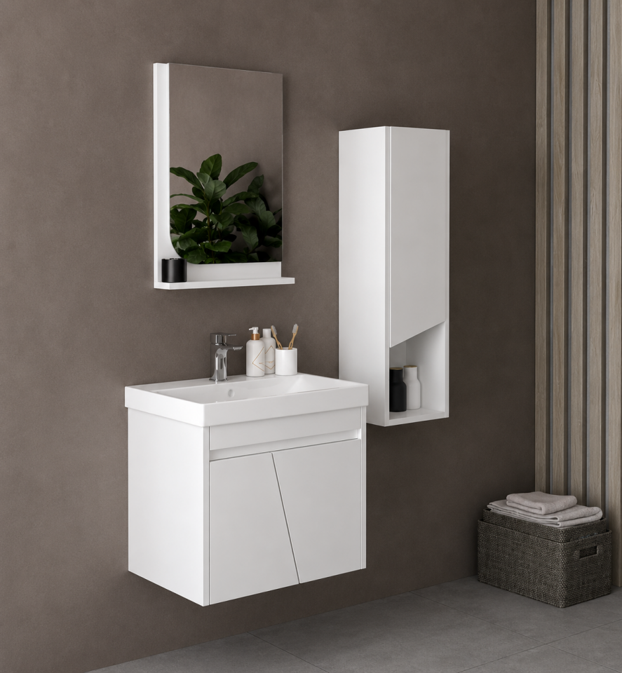 Floransa 60 Cm Mdflam Banyo Dolabı Takımı