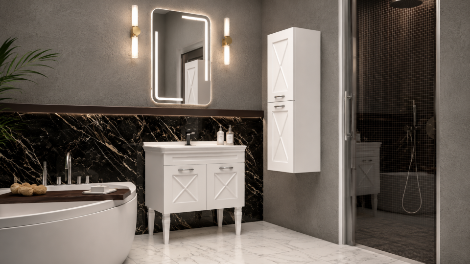 Diamond 80 Cm Membran Banyo Dolabı Takımı
