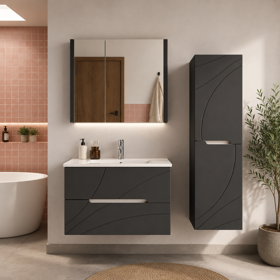 Alya 80 Cm Membran Banyo Dolabı Takımı