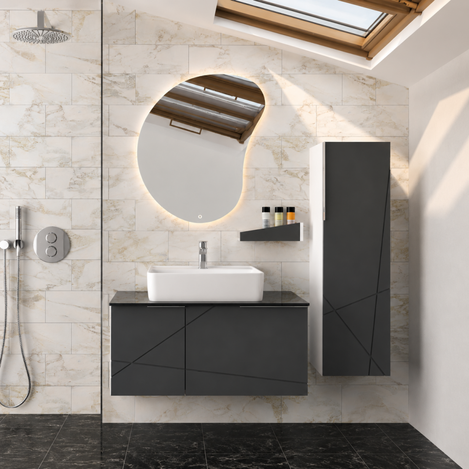 Crystal 80 Cm Membran Banyo Dolabı Takımı