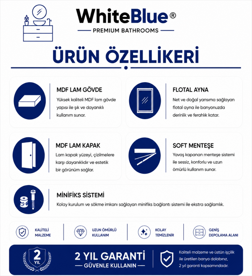 Karya 100 Cm Mdflam Banyo Dolabı Takımı