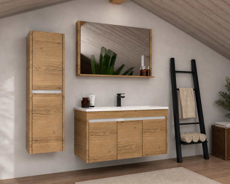 Zümrüt 80 Cm Mdflam Banyo Dolabı Takımı