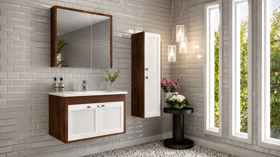 İnci 80 Cm Membran Banyo Dolabı Takımı