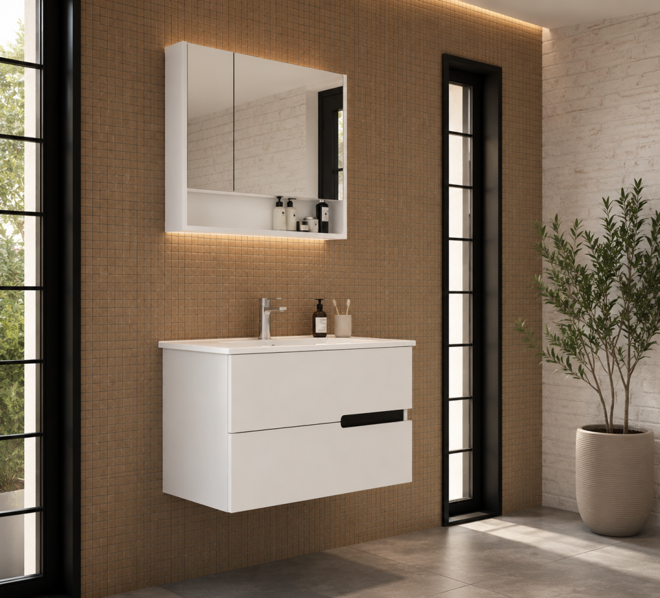Asya 80 Cm Membran Banyo Dolabı Takımı