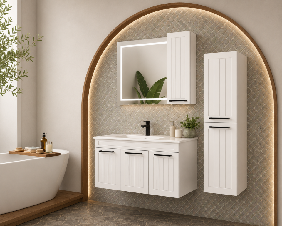 Defne 100 Cm Membran Banyo Dolabı Takımı