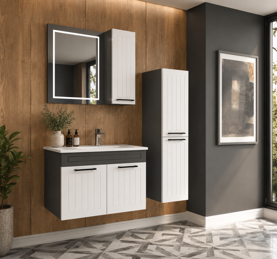Defne 80 Cm Membran Banyo Dolabı Takımı