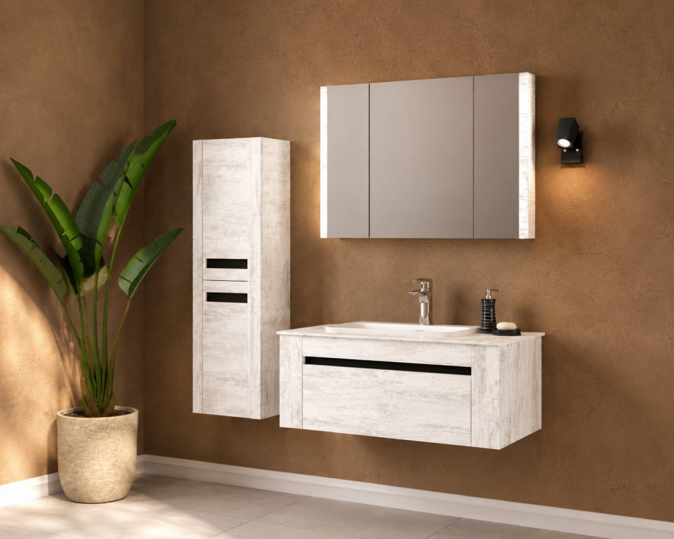Su 100 Cm Mdflam Banyo Dolabı Takımı