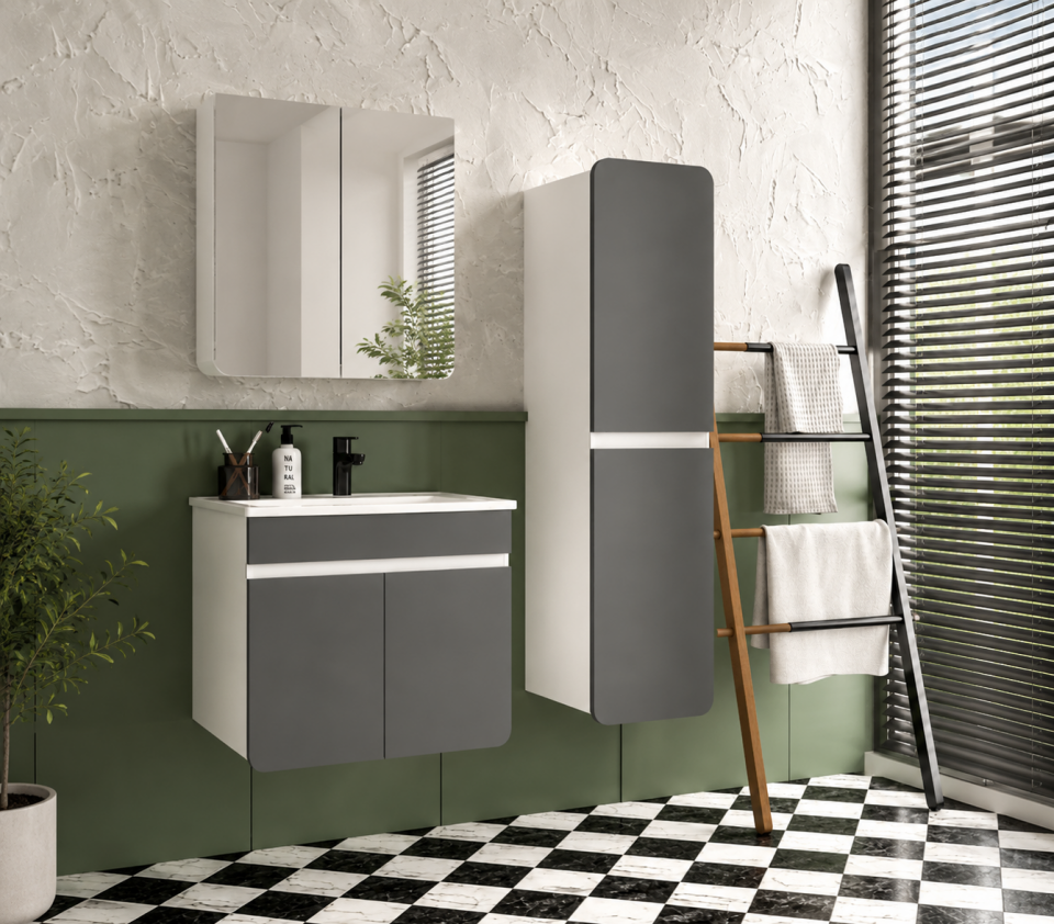 Manolya 65 Cm Membran Banyo Dolabı Takımı