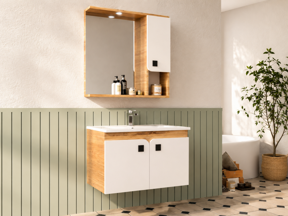 Sofya 80 Cm Membran Banyo Dolabı Takımı