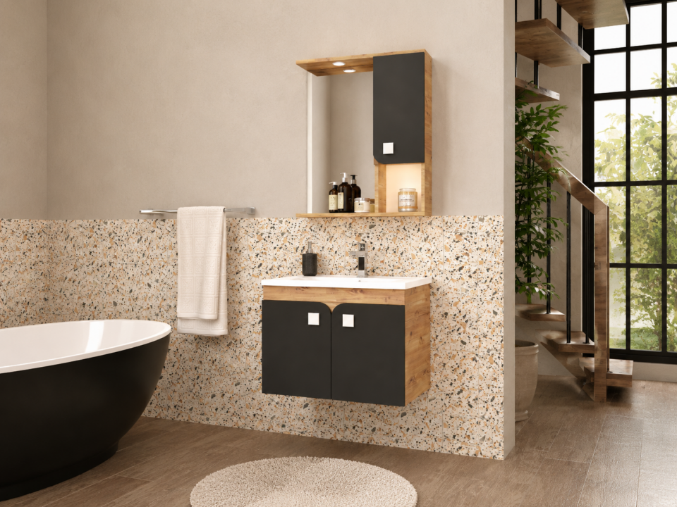 Sofya 65 Cm Membran Banyo Dolabı Takımı
