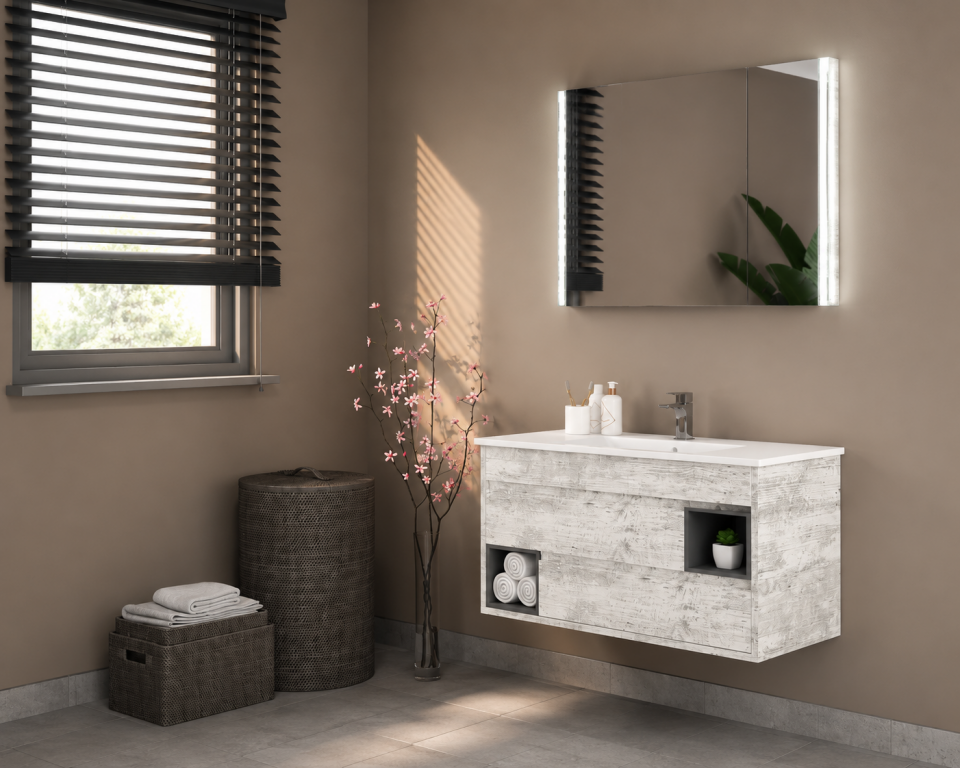 Hira 100 Cm Mdflam Banyo Dolabı Takımı