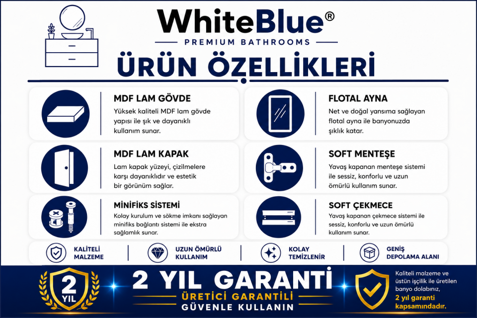 Neşe 100 Cm Mdflam Banyo Dolabı Takımı