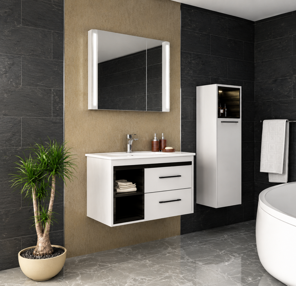 Neşe 80 Cm Mdflam Banyo Dolabı Takımı