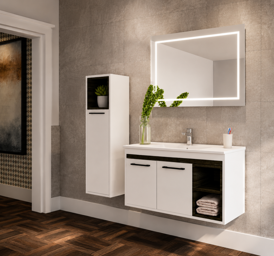 Roma 100 Cm Mdflam Banyo Dolabı Takımı