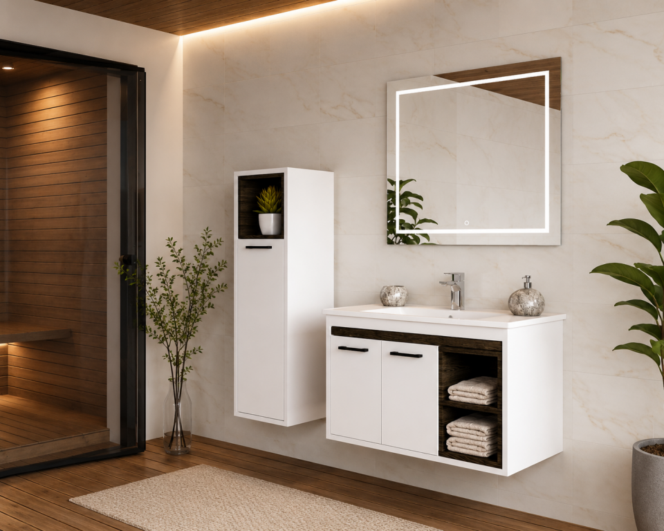 Roma 80 Cm Mdflam Banyo Dolabı Takımı