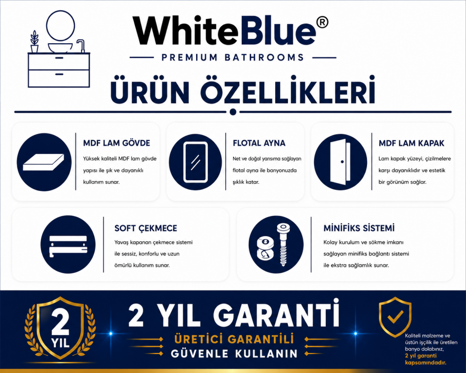 Sahra 100 Cm Mdflam Banyo Dolabı Takımı