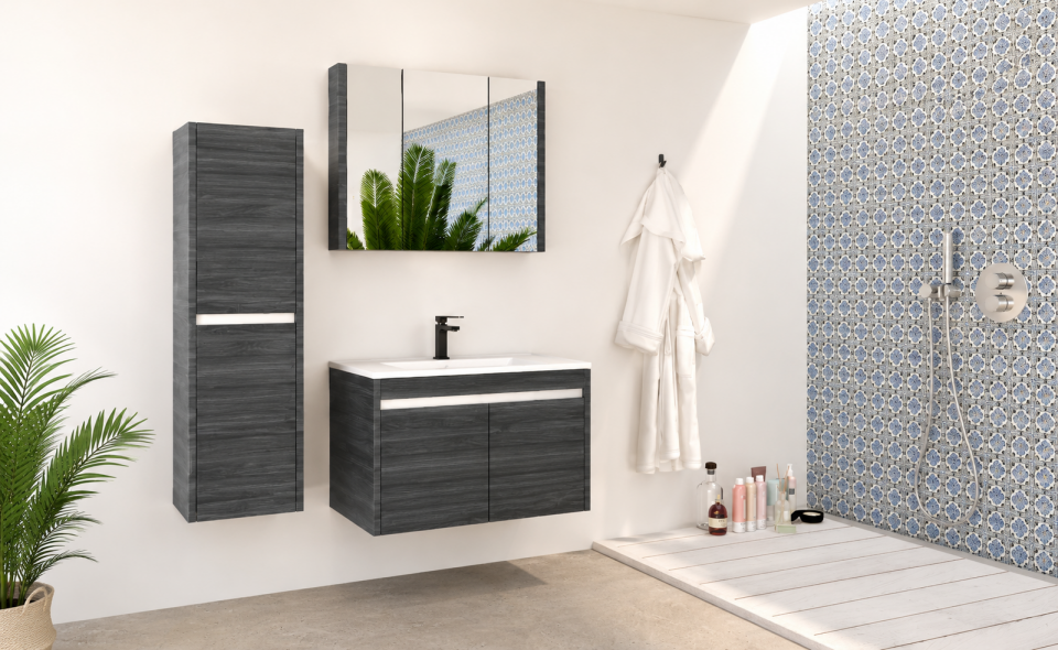 Amber 80 Cm Mdflam Banyo Dolabı Takımı