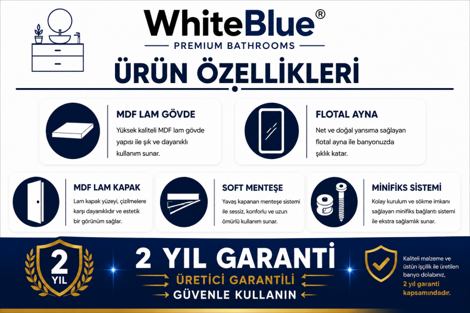 Bruj 65 Cm Mdflam Banyo Dolabı Takımı
