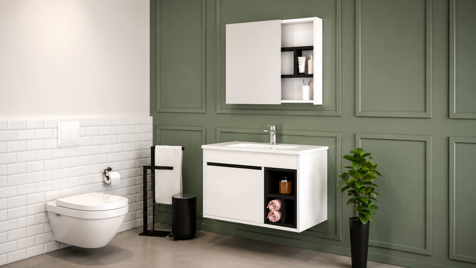 Bağdat 80 Cm Mdflam Banyo Dolabı Takımı
