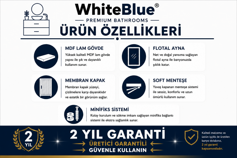 Bağdat 80 Cm Mdflam Banyo Dolabı Takımı