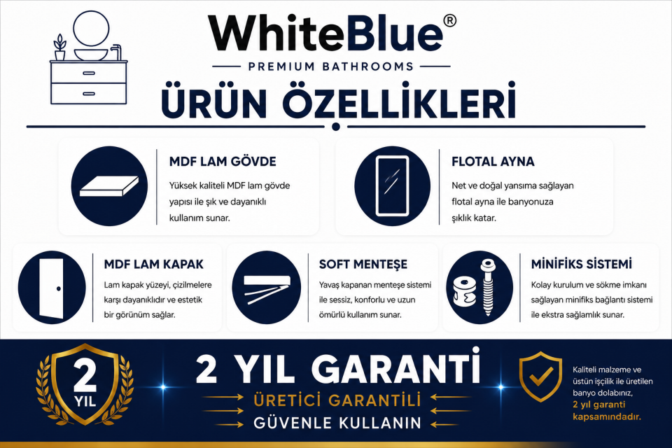 Luka 60 Cm Mdflam Banyo Dolabı Takımı