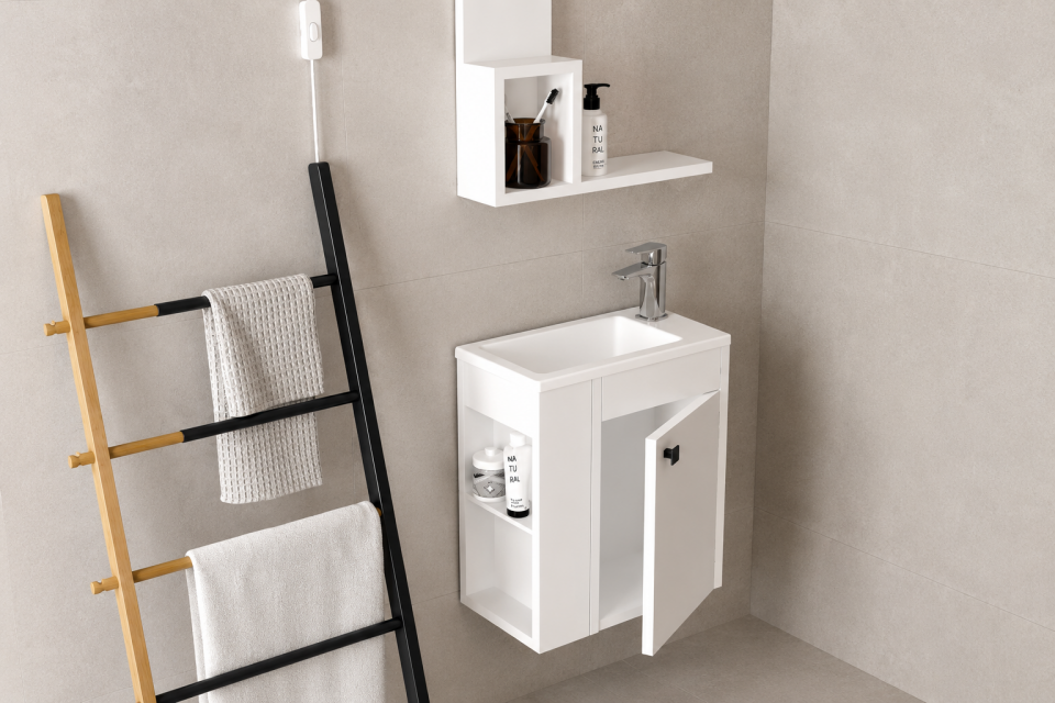 Silver 50 Cm Mdflam Banyo Dolabı Takımı