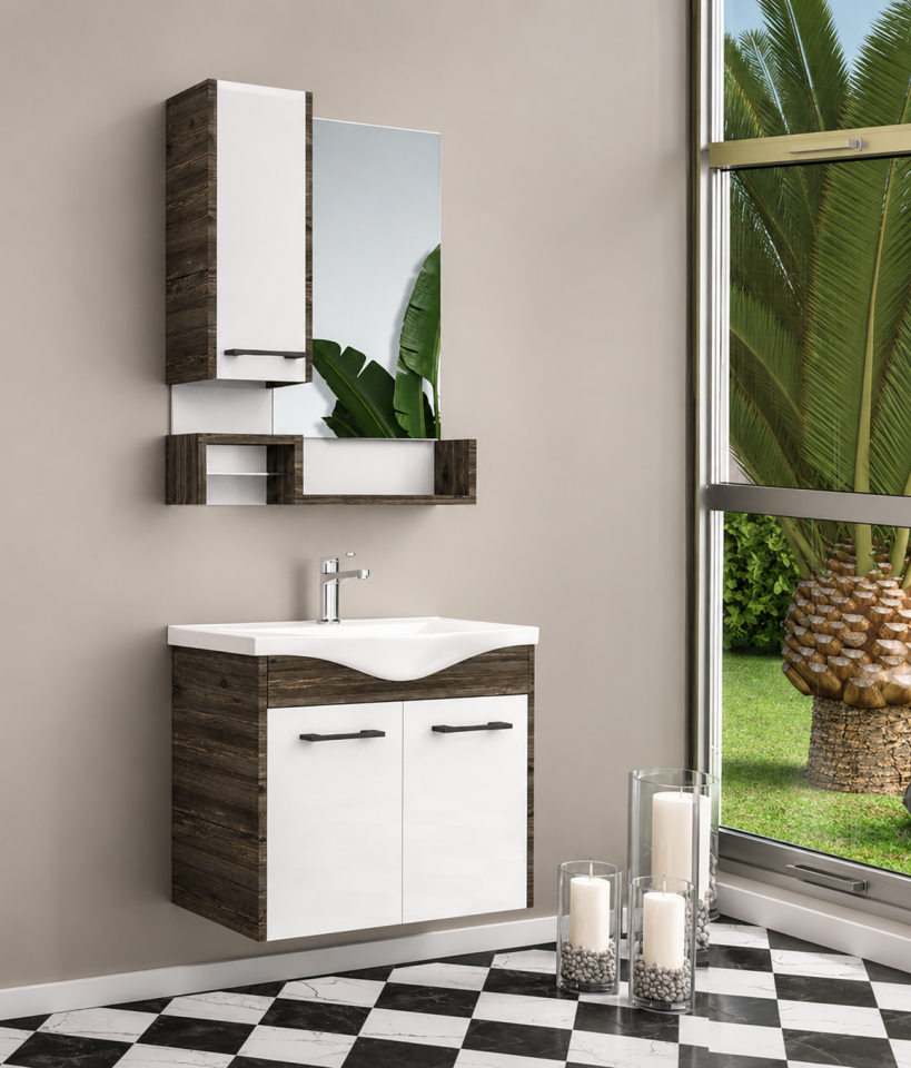 Porto 65 Cm Mdflam Banyo Dolabı Takımı
