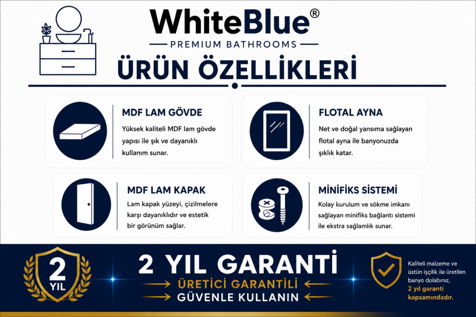 Sardunya 60 Cm Mdflam Banyo Dolabı Takımı