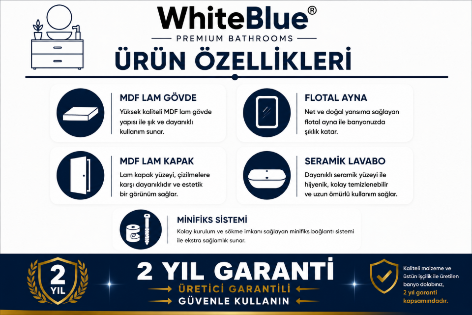 Zenith 45 Cm Mdflam Banyo Dolabı Takımı