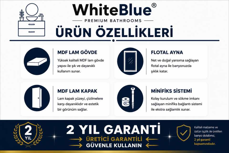 Milan 100 Cm Mdflam Banyo Dolabı Takımı