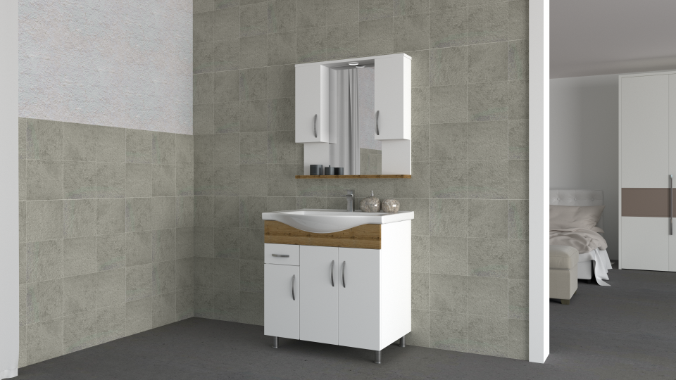 Milan 100 Cm Mdflam Banyo Dolabı Takımı