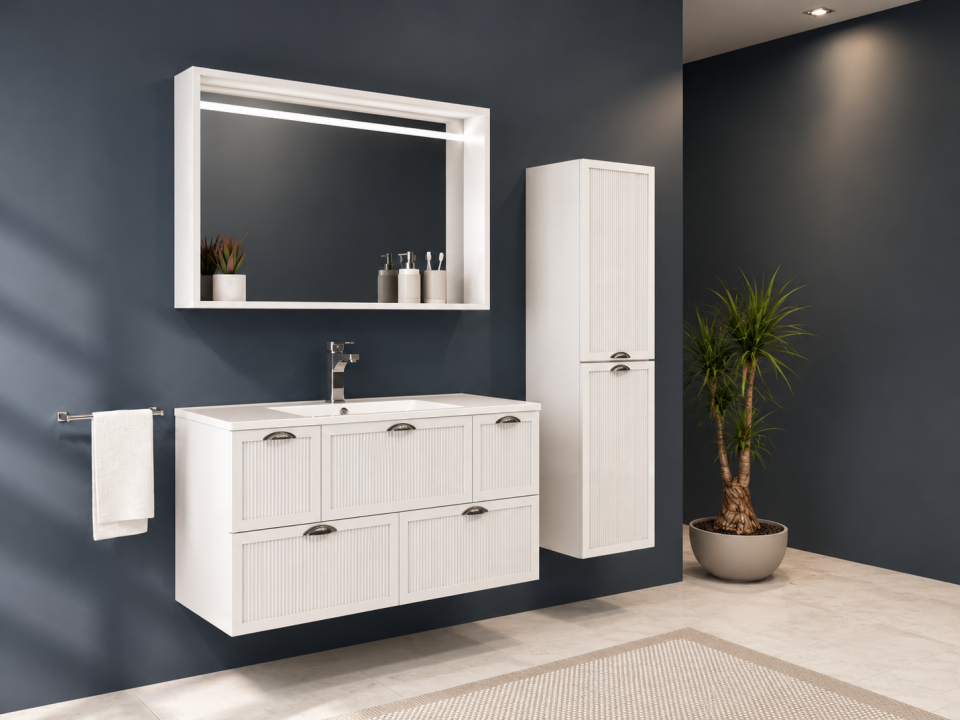 Polo 100 Cm Membran Banyo Dolabı Takımı
